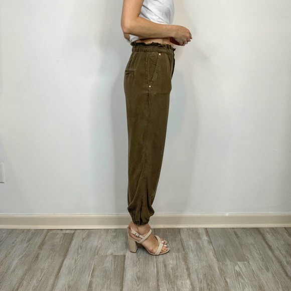 NWOT ZARA high waist joggers lyocell paper bag waist cabincore - Picture 5 of 12